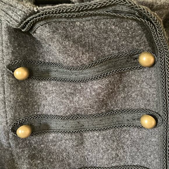 Loft Wool Military Jacket Pea Coat Peplum Charcoal Gray Size Medium Women's - Picture 6 of 13